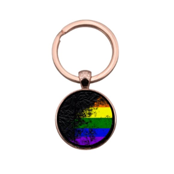 LBGTQ+ GRUNGE FLAG CUSTOM KEY RING - Picture 4 of 5